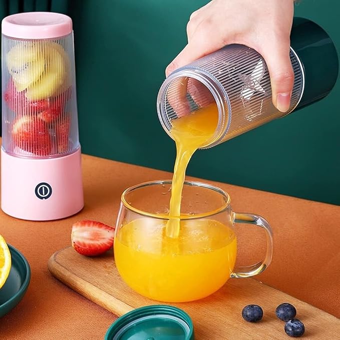 350ml Portable Electric Juicer Mini Fruit Blender Rechargeable Smoothie Processor Personal Squeezer with 1500mAh Battery(Pink)