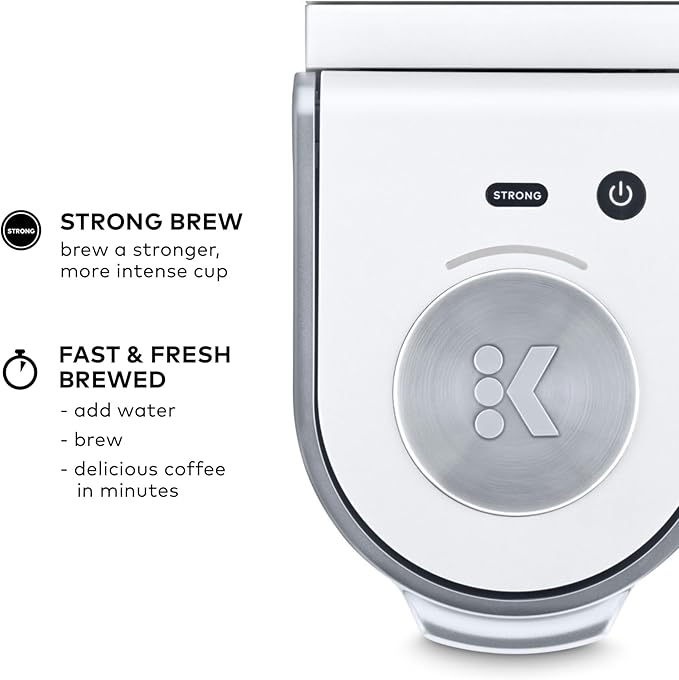 Keurig K-Mini Plus Single Serve K-Cup Pod Coffee Maker with 6 to 12oz Brew Size Stores up to 9 K-Cup Pods Travel Mug Friendly Matte White