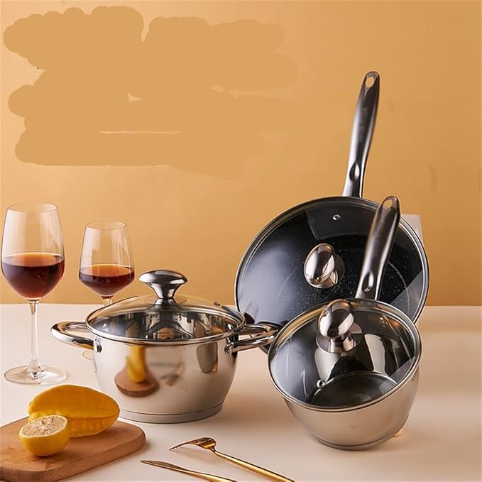 Cookware Thickened Stainless Steel Pot Set Kitchen Household Pot Set of 12 Pieces