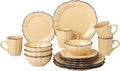 Stylish and Elegant 16 Piece Scalloped Edge Dinnerware set Service for Hosting Parties and Events - Set of 4 Scalloped Edge (MELLOW YELLOW)