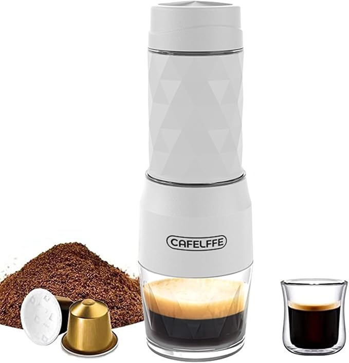 3-in-1 Portable Manual Espresso Coffee Machine 18Bar Cold and Hot Brew Mini Coffee Maker with Milk Foam Press Lever 120ml Cup Work with DG/NES Capsule and Ground Coffee