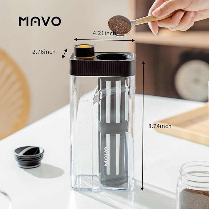 MAVO Cold Brew Coffee Maker 27oz Iced Coffee Maker and Tea Brewer Fine Mesh Filter Leak-Proof Seal Removable Design for Easy Cleaning Durable Tritan Material Space Saving - Home and Camping