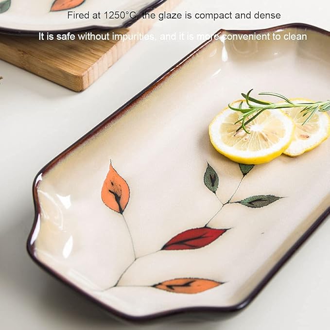 Stoneware Leaves Dinnerware Set 52 PieceCeramic Bowls and Plates SetMicrowave and Dishwasher Safe.