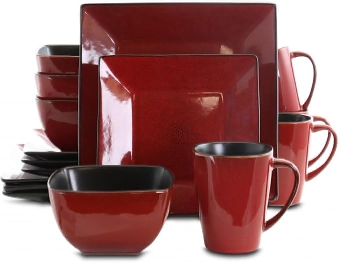 16-Piece Modern Stoneware Dinnerware Set – Bold Color Block Design Premium Tableware for 4