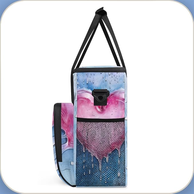 Pink Heart Coffee Maker Carrying Bag Portable Travel Storage Tote Bag Compatible with K-Mini or K-Mini Plus Single Serve Coffee Brewer Carrying Case with Multiple Pockets &amp Shoulder Strap
