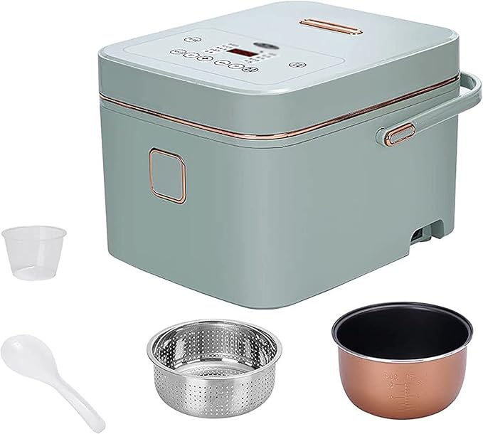 Rice Cooker &amp Low Sugar Drained Rice Pot 3L Large Capacity Aluminum Non-Stick Liner for Family Dormitory (Green) (Green)