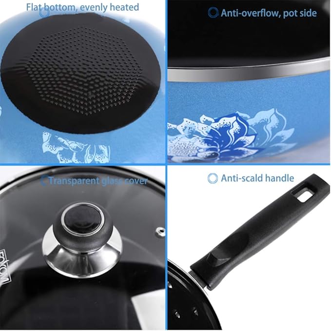 Cookware SetInduction Frying Pan and Saucepan Set with Lids Stay Cool HandlesPan Set 2 PieceCan be Used for Gas and Induction Cooker woks lid