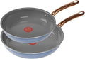 T-Fal Preserve Ceramic Nonstick Frying Pan 2-Pc Set 8.5 &amp 11 Oven Broiler Safe up to 350°F Cookware InoCeram Glide Technology Frying Pan Skillet Pots &amp Pans Blue