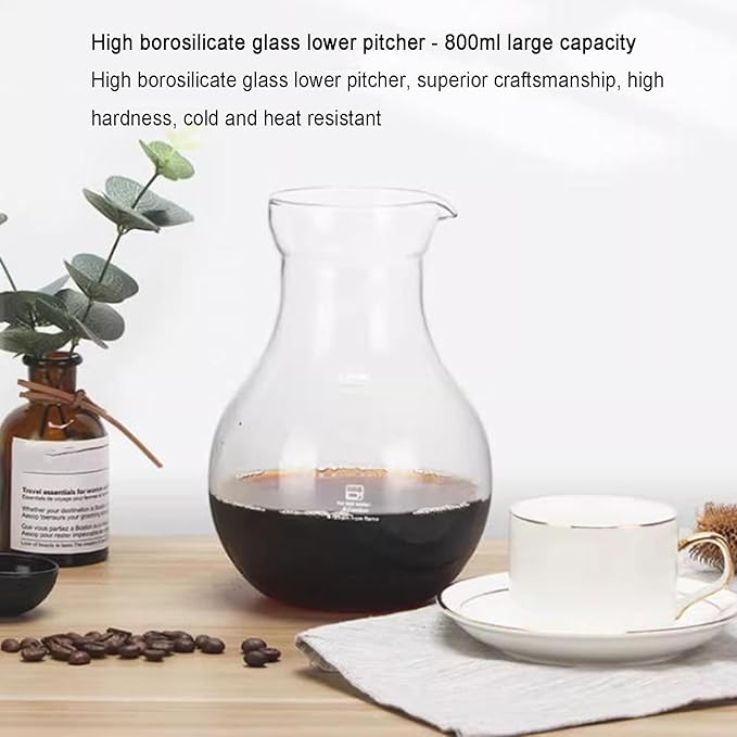 Cold Brew Coffee Tower Ice Drip Coffee Machine with Slow Drip Technology Wood Straight Frame 800ml Large Capacity - Makes 4-6 Cups for Bars Clubs Parties