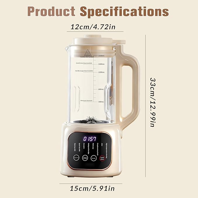 54oz Nut Milk Maker Machine11 in 1 Automatic Soy Milk Maker Blender for Homemade Soy Almond Oat Coconut Plant Based Milks Milkshake and Juice with 24H Delay Start/6H Keep Warm/Auto Clean White