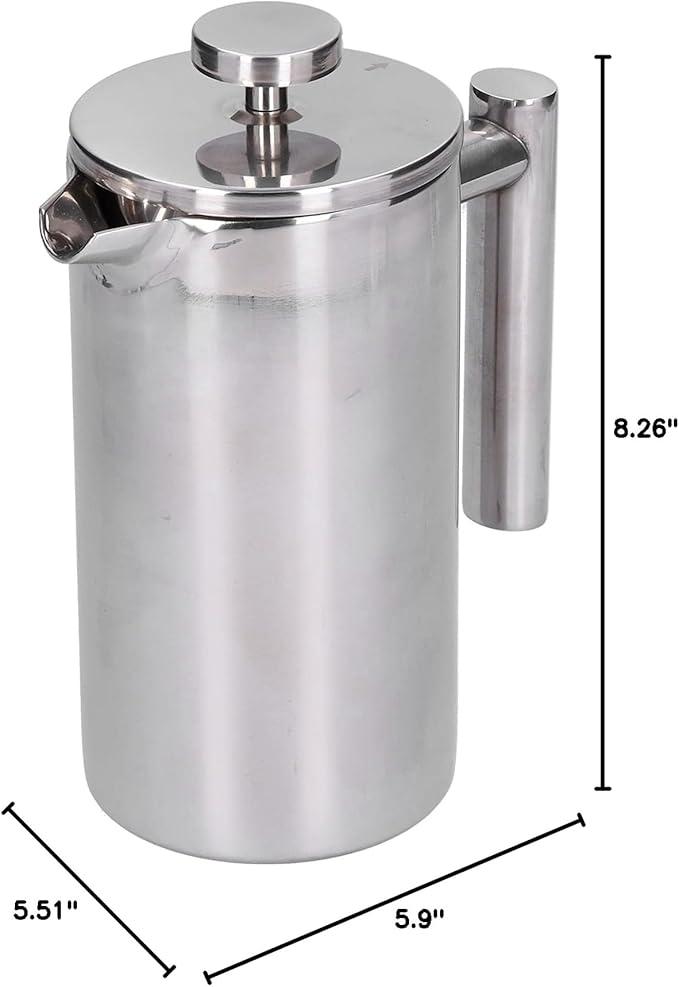 French Press Coffee Maker Stainless Steel French Press Coffee Press Coffee Maker Camping Coffee Press Manual Coffee Pot for Home Office (800ml)