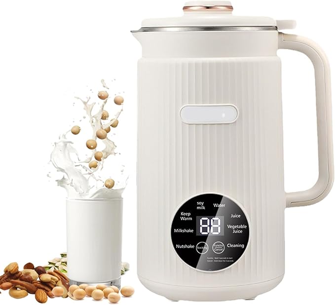 Electric Nut Milk Frother Maker Machine 50oz (1.5L) Portable Soy Milk Blender with Delay Start/Keep Warm/Clean White