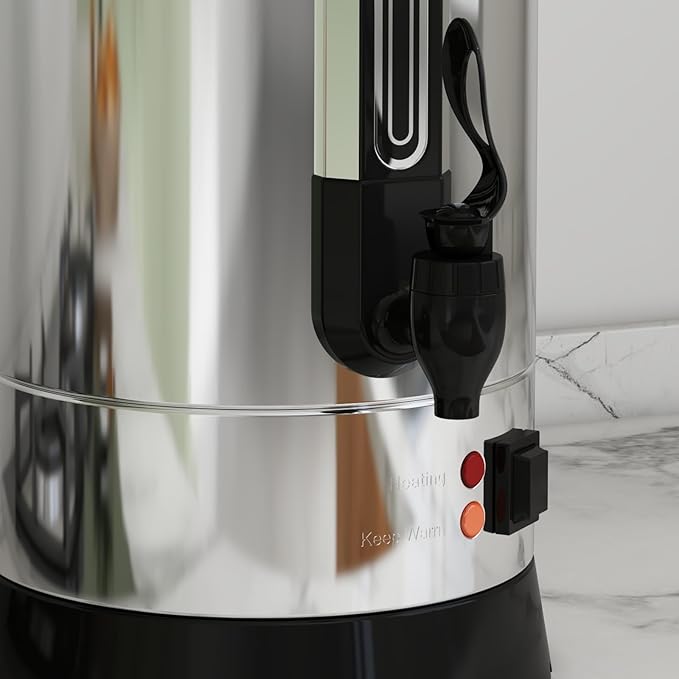 Fast Brewing Commercial Coffee Maker – 110 Cup Double Wall Stainless Steel Urn – Keep-Warm Function Hot Beverage Dispenser for Buffet Catering Parties Weddings – 16L Large Capacity Stainless