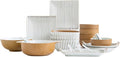 New Dinnerware SetsCeramics Dinner Sets 29 Pieces Yellow D Painted Stripes Porcelain Dinnerware Combination Set | -Style Retro Cereals Bowls And Steak Pl