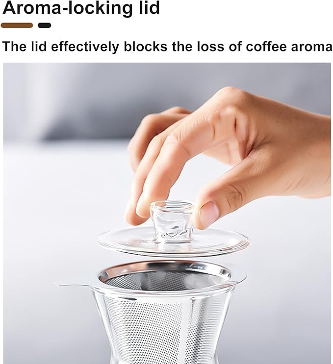 Cold Brew Drip Tower Ice Drip Coffee Maker with Pour-Over Coffee Pot High Borosilicate Heat-Resistant Glass &amp Stainless Steel Filter 2-4 Cup for Cold Brewed Coffee and Tea