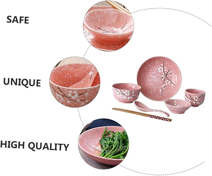 Japanese-style Tableware Set 12pc Ceramic Dinnerware Floral Kit Service Set Home Tableware
