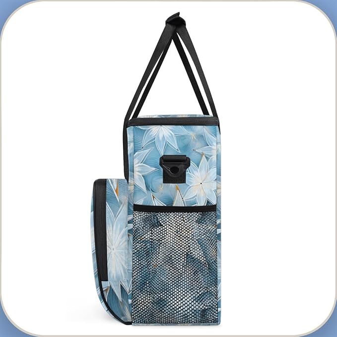 Christmas Flowers Coffee Maker Carrying Bag Xmas Flowers Travel Storage Bag Compatible with K-Mini or K-Mini Plus Single Serve Coffee Brewer Carrying Case with Multiple Pockets &amp Shoulder Strap