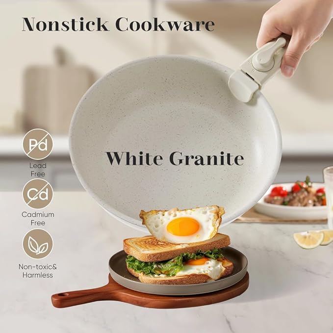 12 Pcs Pots and Pans Set Nonstick Kitchen Cookware Set with Detachable Handle Induction Cookware DishwasherA12 Pc