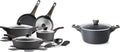 SENSARTE 14 Pcs Non Stick Kitchen Cooking Set with Frying Pans Set &amp Saucepan Nonstick Stock Pot with Lid 4.5QT Soup Pot Casserole Pot