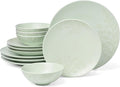 Oneida 897395 Roseto 12-Piece Dinnerware Set Soft Sage