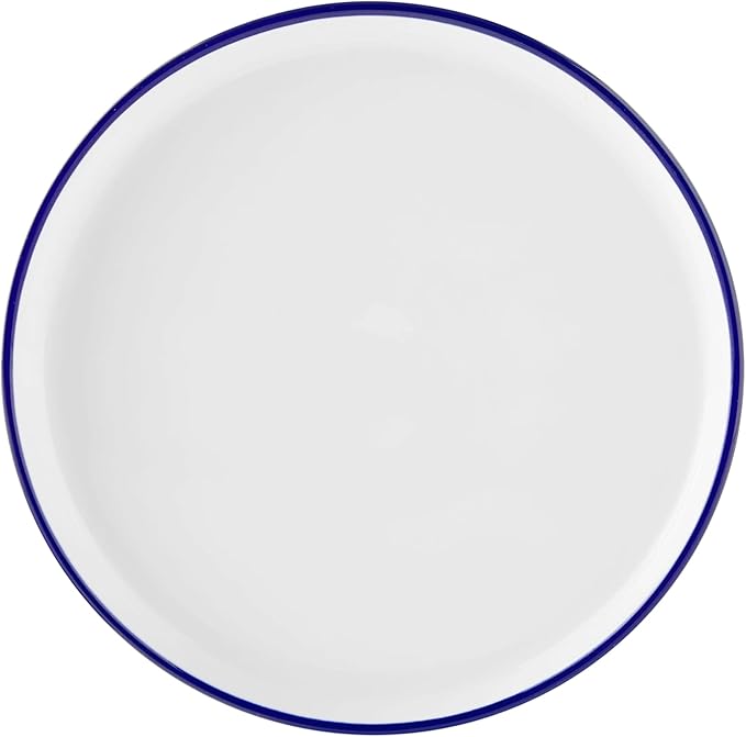 12-Piece Blue Rim Stoneware Dinnerware Set – Durable Tableware for Family Meals &amp Gatherings