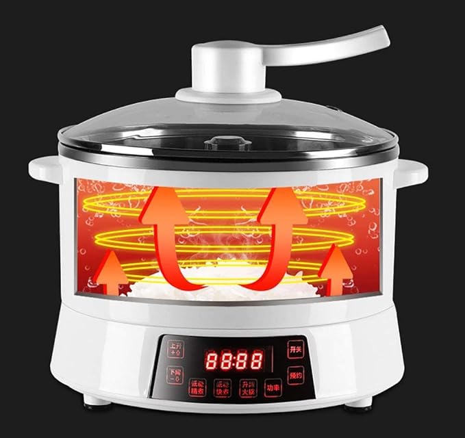 Home Rice Cooker Intelligent Reduced Sugar 4L Stainless Steel Liner Separate Pot Body Design Automatic Lifting (Wood Color) (Pink)