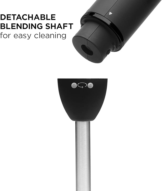 Chefman Immersion Stick Hand Blender Powerful Electric Ice Crushing 2-Speed Control Handheld Food Mixer Purees Smoothies Shakes Sauces and Soups Black