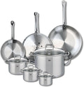 ELO 9513450 Cookware Set 7 Pieces 3 Frying Pans 24 28 and 32 cm and 4 Saucepans 12 14 16 and 26 cm Elo Profi Citrine Stainless Steel Induction
