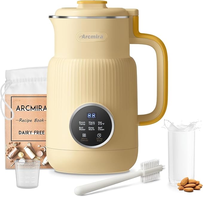 𝟲 𝗶𝗻 𝟭 Nut Milk Maker 20 oz(600ml) Homemade Almond Oat Soy Coconut Plant Based and Non Dairy Beverages Milk Blender Machine with Delay Start Keep Warm Boil Water Self Cleaning