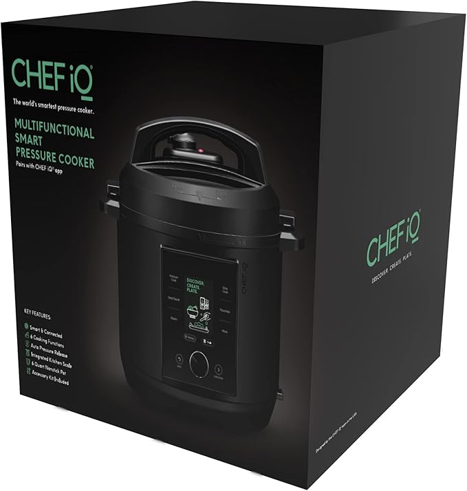 CHEF iQ Smart Pressure Cooker with WiFi and Built-in Scale - Easy-to-Use 10-in-1 Multicooker with 500+ Guided Recipes - Rice Cooker Slow Cooker Instant Meals for Foodies - 6 Quart - Family Size