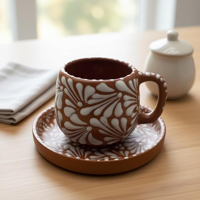 Talavera Dinnerware Set | Brown &amp White 4-Piece