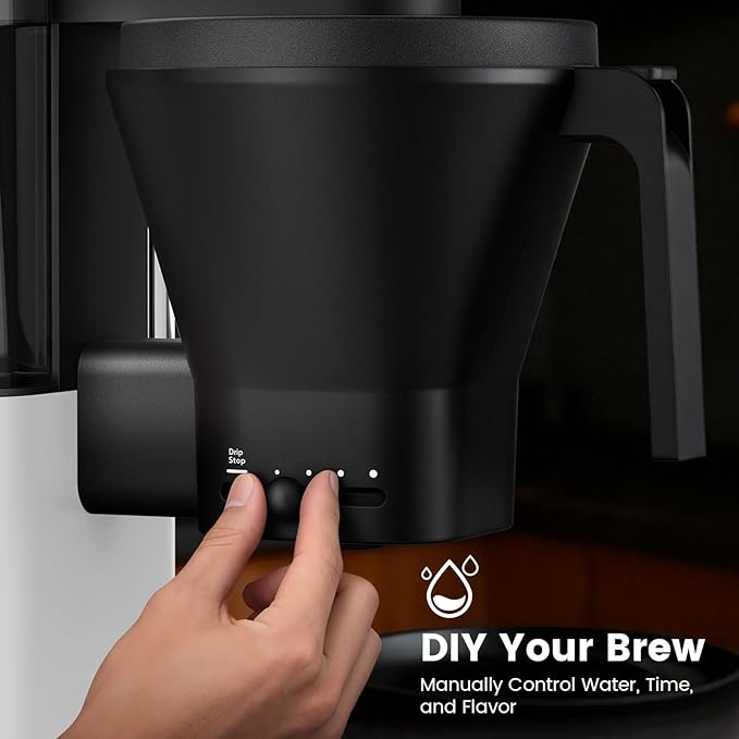 Kismile 8-Cup Drip Coffee MakerRapid Heating System for Seconds BrewingAutomatic Pour Over Coffee MachineDetachable Water TankDeep Cold Brew &amp Keep Warm 40 Min Easy to Clean (White)