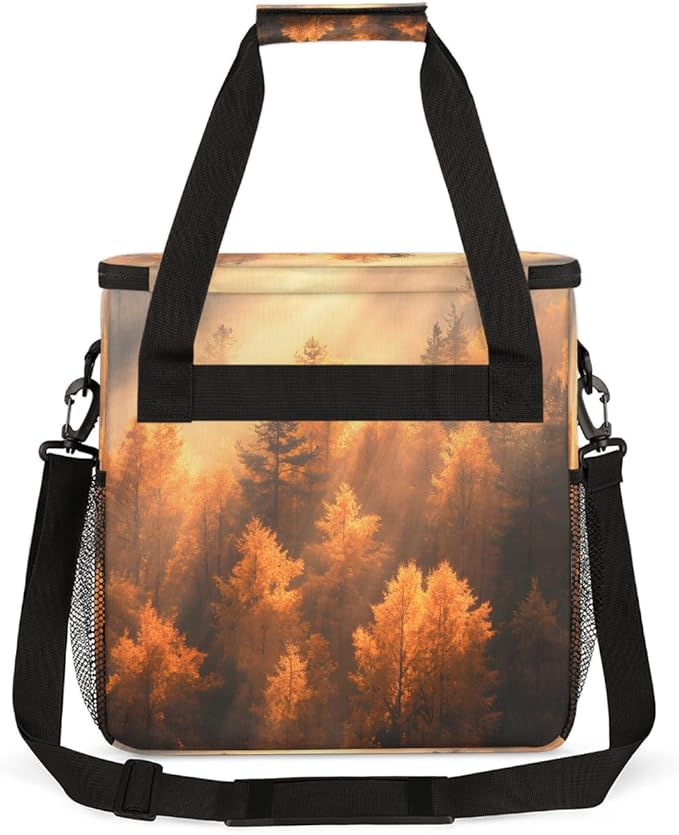 Maple Forest Autumn Coffee Maker Carring Bag Travel Carrying Storage Tote Bag Compatible with Keurig K-Mini or K-Mini Plus Portable Single Serve Coffee Brewer Case with Pockets for K-cup Pods
