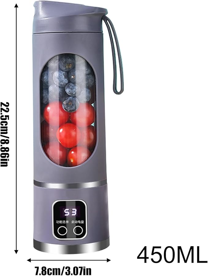 Portable Blender | 450ml Wireless Compact Maker with LED DisplayPortable Juicer Cup - for Home Gym Kitchen Beach School Camping Hiking Picnic Vacation Apartment Dorm