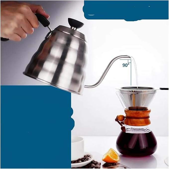Silvery Gooseneck Coffee Maker Multi-purpose Kettle With Thermometer For Precise Pour-over Tea Brewing And Hot Water(1200ml no TEMP)