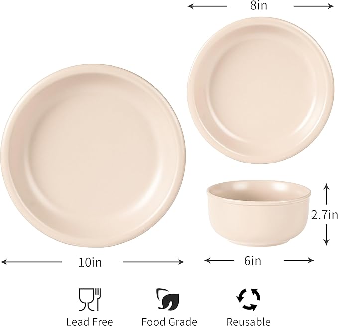 Plates and Bowls Sets 12 Piece Ceramic Stoneware Dinnerware Set for Family and Gatherings Dishes Set for 4 Dishwasher &amp Microwave Safe Handcrafted Dishware Sets Terracotta White