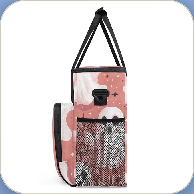 Glitter Spooky Ghosts Coffee Maker Carrying Bag Portable Travel Storage Tote Bag Compatible with K-Mini or K-Mini Plus Single Serve Coffee Brewer Carrying Case with Multiple Pockets &amp Shoulder S