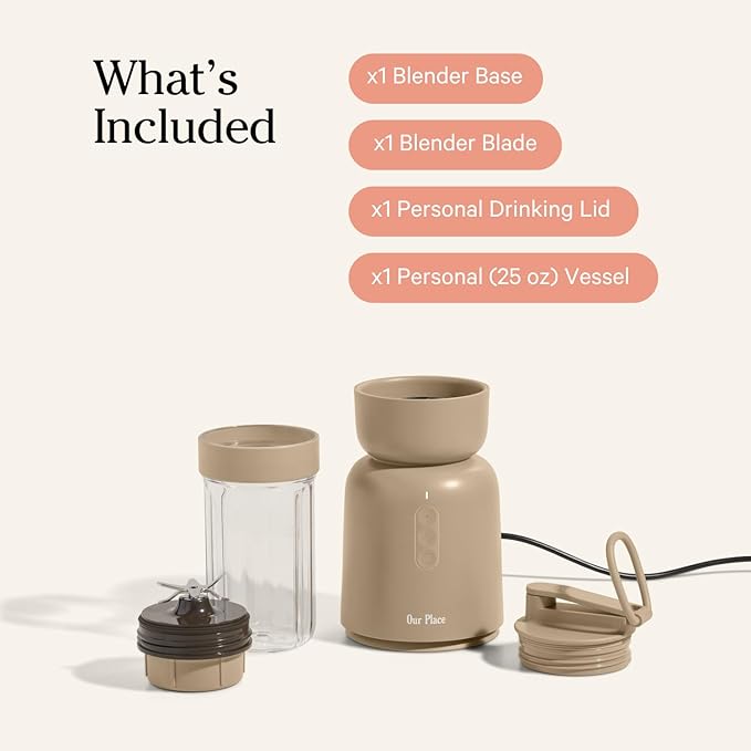 Our Place Splendor Blender - 1000W High-Power | Ultra-Sharp Blades | 2 Blending Modes | Includes 25 oz Personal Cup and Drinking Lid Set | Smoothies Shakes &amp More | Steam