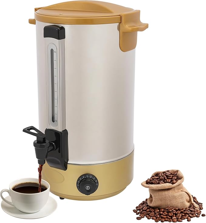 Commercial Coffee Maker Stainless Steel Beverage Dispenser Quick Brewing Coffee Urn for Coffee &amp Hot Tea Cold Milk Water (Gold 28L)