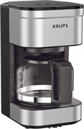 KRUPS Simply Brew Compact 5 Cup Coffee Maker: Stainless Steel Design Pause &amp Brew Keep Warm Reusable Filter Drip-Free Carafe