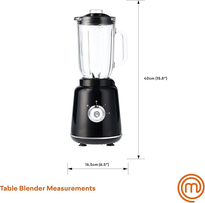 MasterChef Glass Blender for Shakes and Smoothies Milkshake Maker Frozen Drink &amp Margarita Machine For Fruit Juice with Ice Soup Sauces Food Puree etc Stainless Steel Blades 33oz 400w Bl