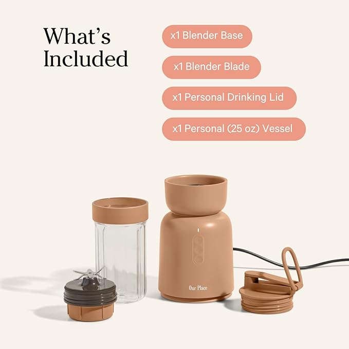 Our Place Splendor Blender - 1000W High-Power | Ultra-Sharp Blades | 2 Blending Modes | Includes 25 oz Personal Cup and Drinking Lid Set | Smoothies Shakes &amp More | Spice