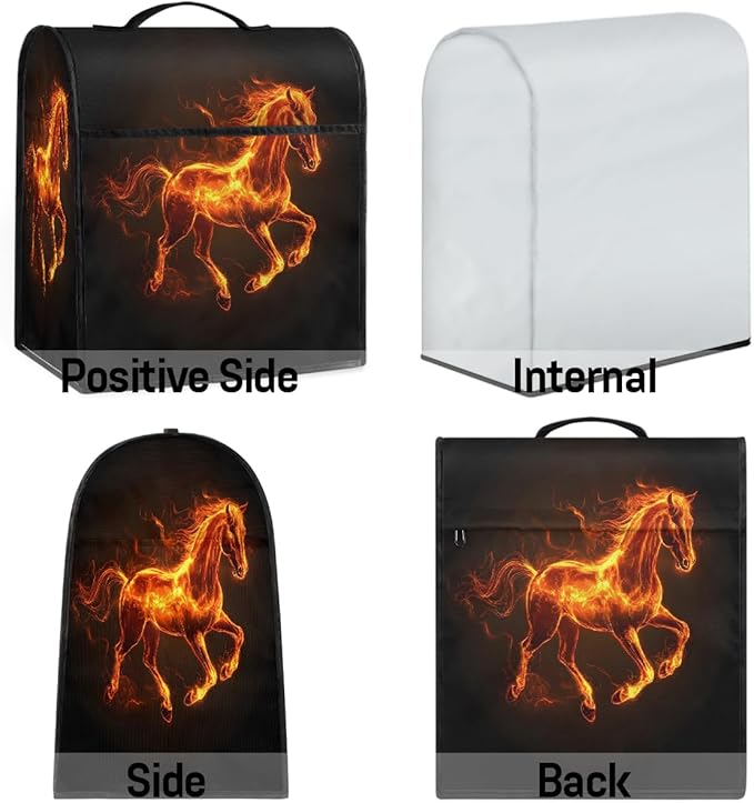 cfpolar Kitchen Aid Mixer Cover Compatible with 6-8 Quarts Animal Glowing Horse Stand Mixer Cover Kitchen Aid Mixers Accessories Appliance Organizer Bag Dust Covers with Zipper Pocket