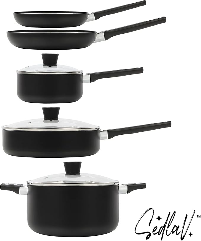 SEDLAV Aluminium Non-stick Mid weight 13-Piece Cookware Set - Versatile Kitchen Essentials
