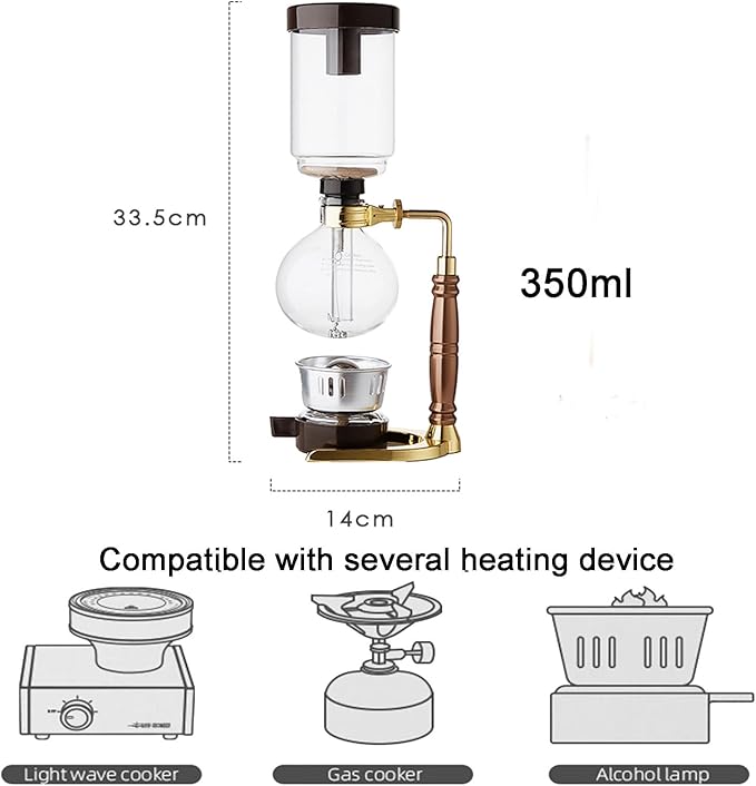 Syphon Coffee Maker 3 Cup Siphon Coffee Brewer Vacuum Coffee Maker Preserve The Original Flavor Of Coffee for Home Office Clubhouse