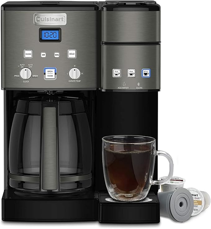 Cuisinart Coffee Maker12 Cup with 3 Single-Size Brewers 6 8 12 oz Black/Stainless Steel SS-15BKSP1
