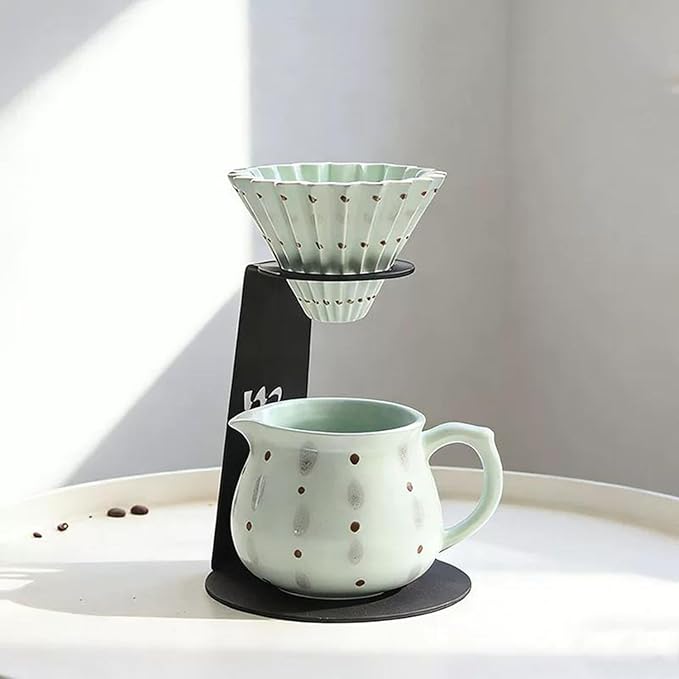 Ceramic Small Pour Over Coffee Maker13.5oz/400ml Single Cup Simply Good Coffee BrewerV60 Drip Coffee Maker Set for Home Café Restaurant Camping