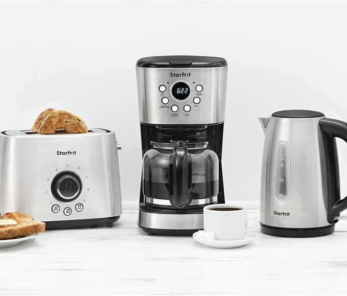 Starfrit Programmable Drip Coffee Maker - 12 Cups - LCF Display - Stainless Steel Design