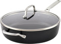 KitchenAid Hard Anodized Induction Nonstick Cookware Saute Pan/Jumbo Cooker with Lid and Helper Handle Dishwasher Safe 5 Quart Non Stick Sauteuse with Stainless Steel Handles - Matte Black