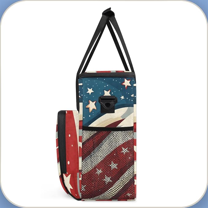 4th of JulyFestivals Coffee Maker Carrying Bag Portable Travel Storage Tote Bag Compatible with K-Mini or K-Mini Plus Single Serve Coffee Brewer Carrying Case with Multiple Pockets &amp Shoulder S